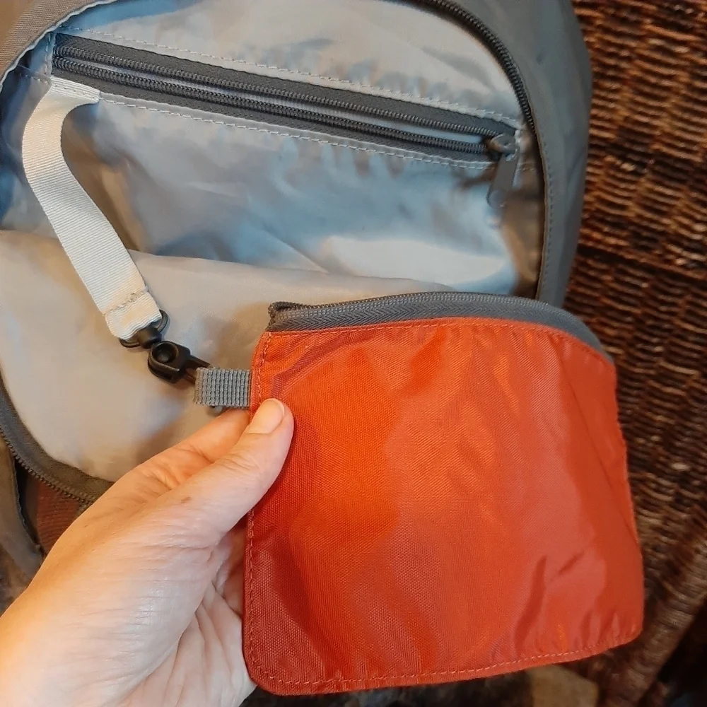Lands' End Kids Backpack Gray Orange Laptop School Women's Hiking Gorpcore Camp